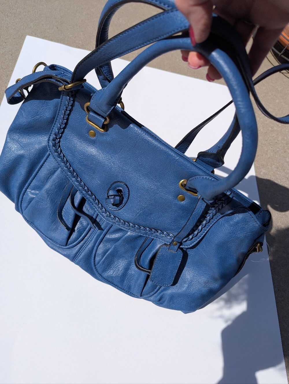 Jessica Simpson Denim Blue vegan Leather-Style Shoulder Bag